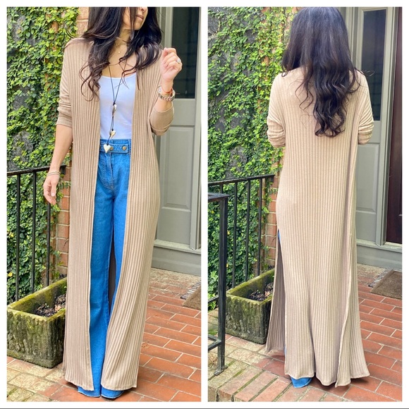 Mocha knit side slit longline duster - Picture 8 of 8